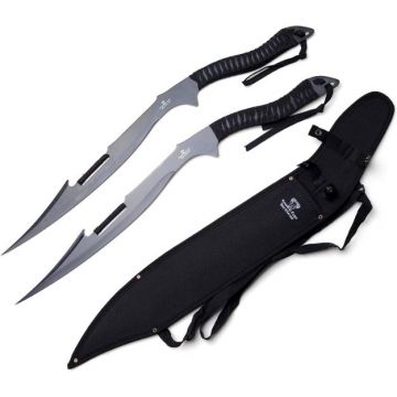 HK-121BK Snake Eye Fantasy Dual Ninja Swords With Nylon Sheath